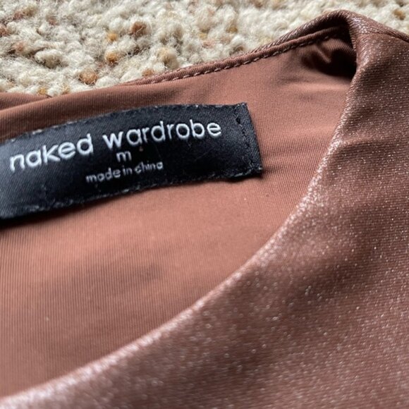 Naked Wardrobe Brown Long Sleeve bodycon Dress size M - Picture 6 of 8